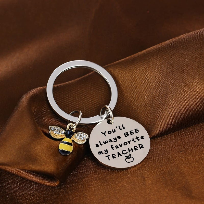 YeeQin Teacher Gifts From Kids You Will Always Bee My Favorite Teacher Keyring Teacher Appreciation Keychain (Favorite teacher) - Image 2